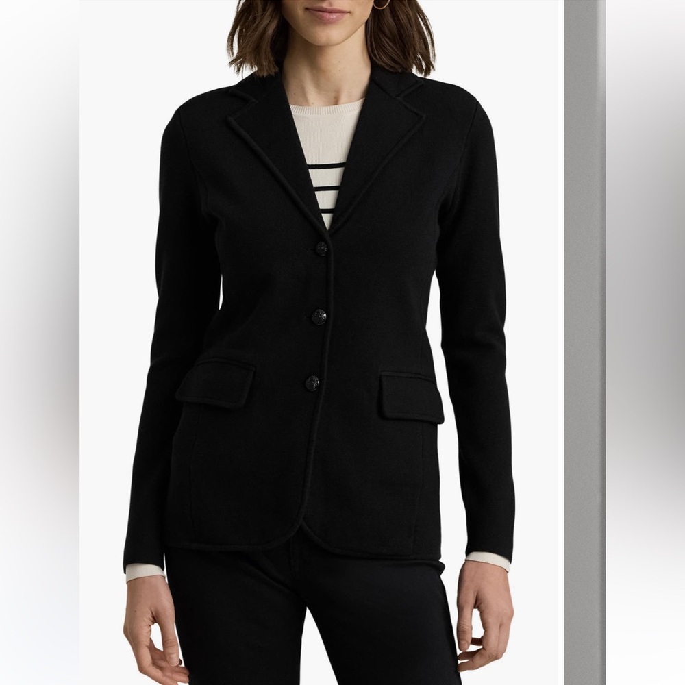 Lauren Ralph Lauren combed cotton blazer black dark Academia Preppycore small - Picture 2 of 16